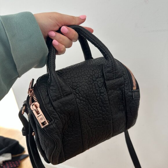 Alexander Wang Mini Rockie Top Handle Shoulder Bag Pebbled Leather Studded Botto - Picture 5 of 15